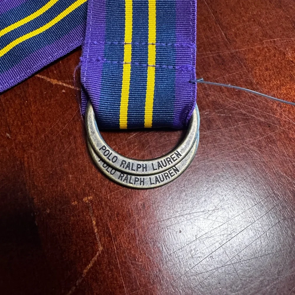 Polo Ralph Lauren Purple Navy and Yellow Striped Belt - Picture 2 of 8